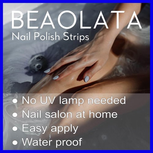 Beaolata Nail Polish Strips, 32PCS Salon Quality Wraps, Long Lasting Gel Nail Stickers for Women Easy Apply& Remove (Sweet Pink)