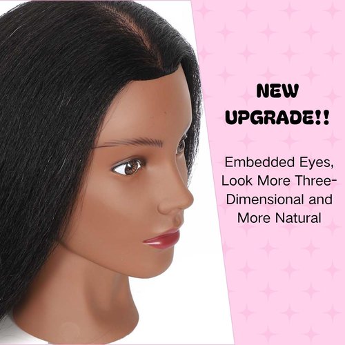 18" Mannequin Head Human Hair with 100% Real Hair Opini Human Hair Mannequin Doll Head for Hairdresser Practice Braiding Hairstyling with Adjustable Tripod Stand and Tools (18 Inch- Tripod Set)