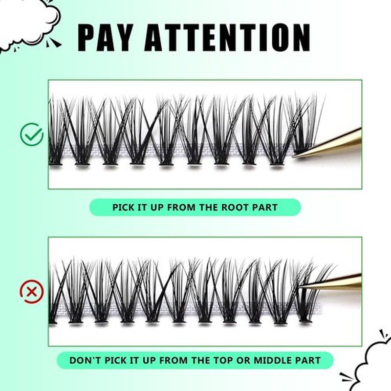 Bodermincer Black Cluster Lashes 240pcs 20D/40D DIY Eyelash Extension D Curl Long Individual Lashes Mixed Tray Faux Mink Lash Clusters Extensions 8-22mm (20D-11mm)
