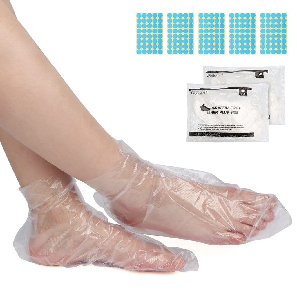 Segbeauty Paraffin Wax Liners for Foot, 200pcs Larger & Thicker Paraffin Foot Bags, Plastic Paraffin Bath Socks Hot Wax thera-py Bath Booties Covers for SPA Wax treat-ment Paraffin Wax Machine