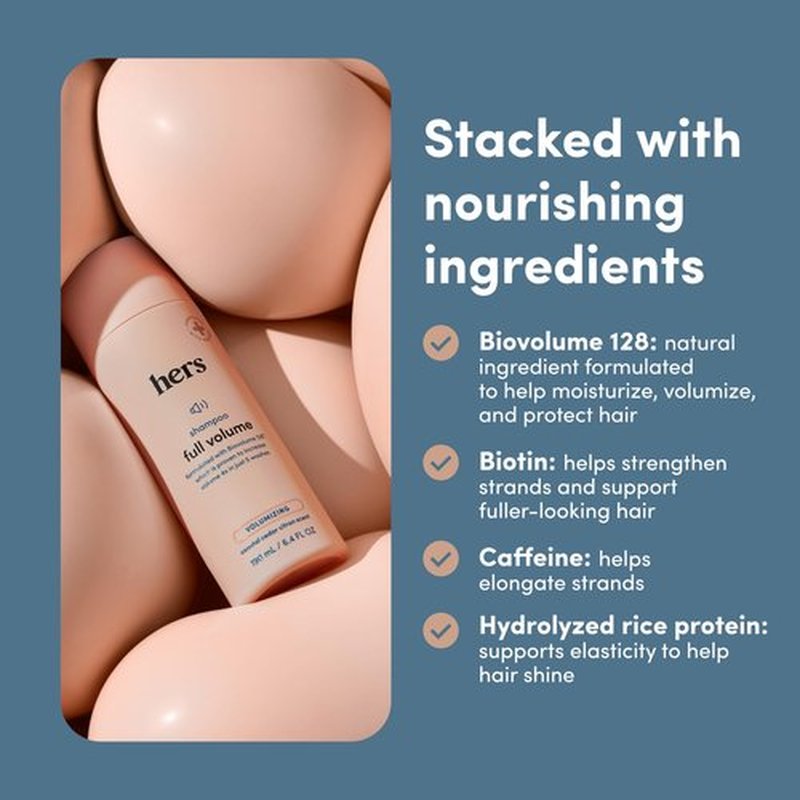 hers Full Volume Shampoo - Rice Protein & Biotin Formula - Fine Hair & Root Lift Daily Shampoo - Volumizing Hair Care - Coastal Cedar Citron Scent - 6.4 Fl Oz, 2 Pack