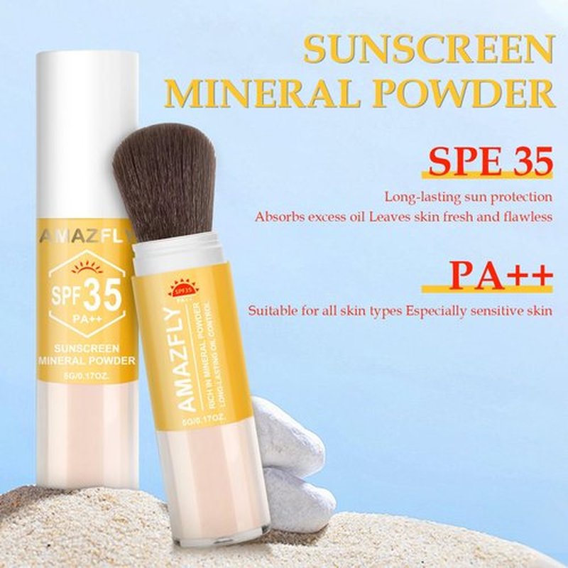 Skiennix Mineral Sunscreen Setting Powder - SPF 35 Brush Powder for Face & Scalp | Lightweight, Oil Control, Translucent