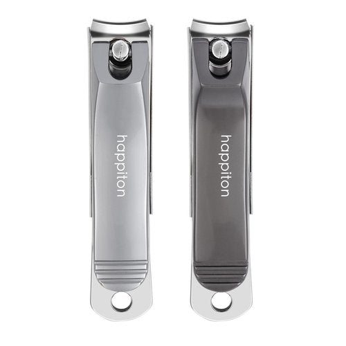 HAPPITON Nail Clippers Set 3PCS Stainless Steel Fingernail Toenail Clipper Cutters Pedicure Tools for Women&Men with Storage Case (Black)