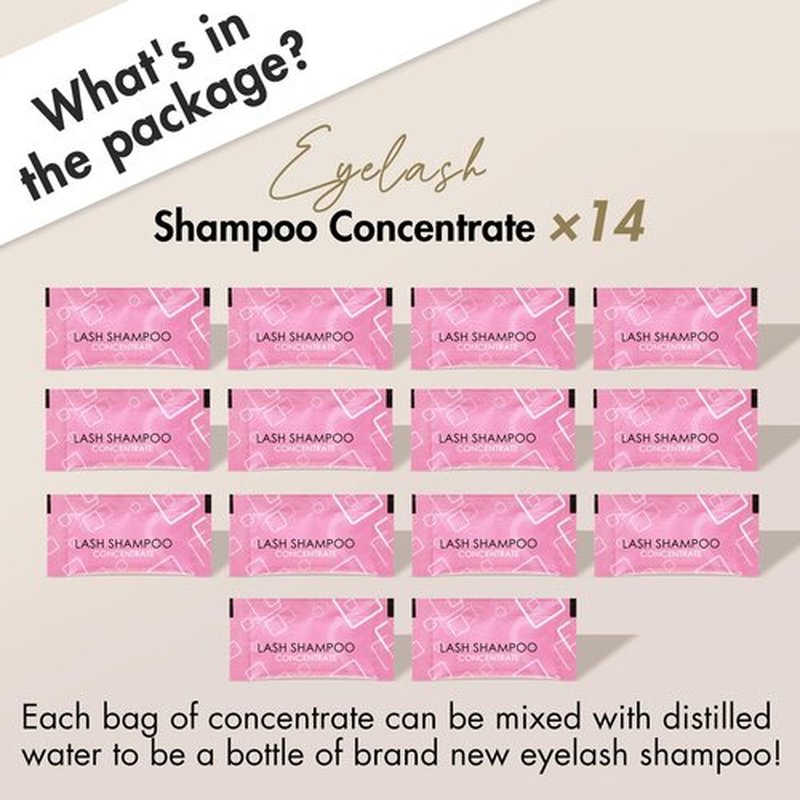 Embagol Lash Shampoo Concentrate Lash Cleaning for Eyelash Extensions Anti-allergic Hypoallergenic and Non-irritation Cleanser for Salon & Home Use(14 bags)
