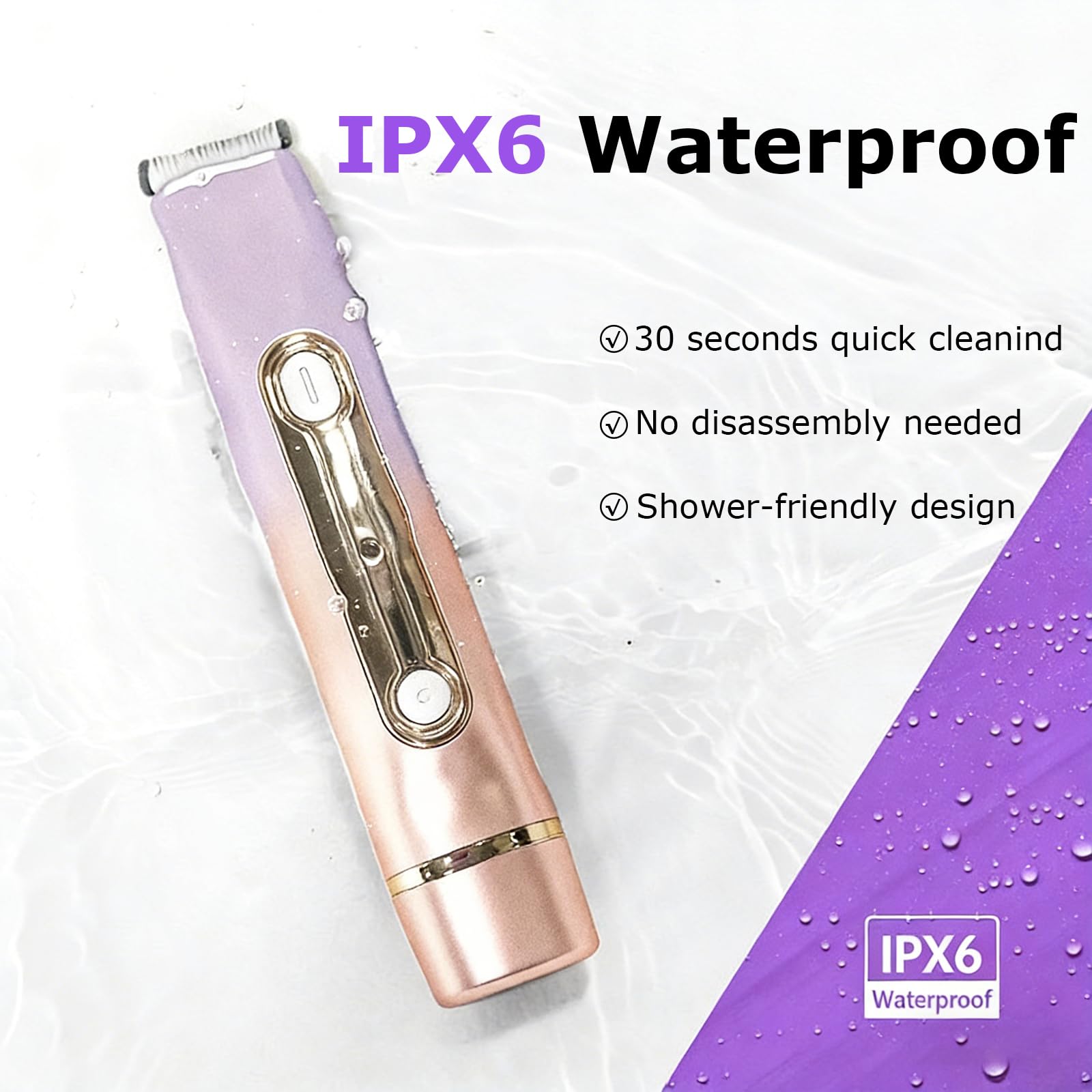 Bikini Trimmer for Women, 2 in 1 Dual Electric Razor for Women, Rechargeable Wet/Dry Shaver, Waterproof Painless Groomer for Shaving Face Underarm Leg Arm Body