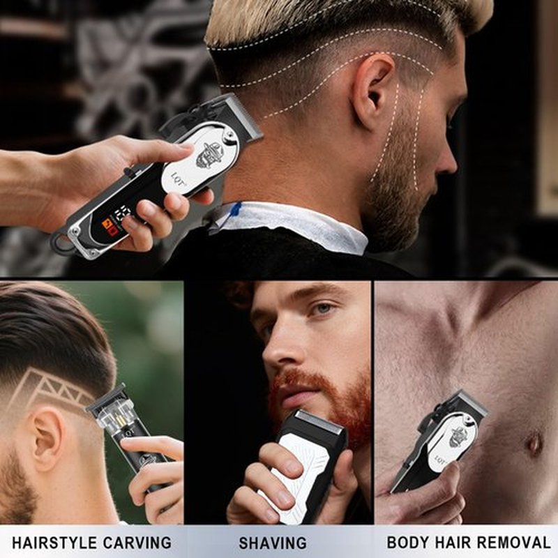 LQT Professional Cordless Hair Clippers for Men - LED Display Hair Trimmer & Beard Trimmer Kit, Rechargeable Hair Cutting Machine with Precision Blades, Gifts for Dad Father's Day, Christmas