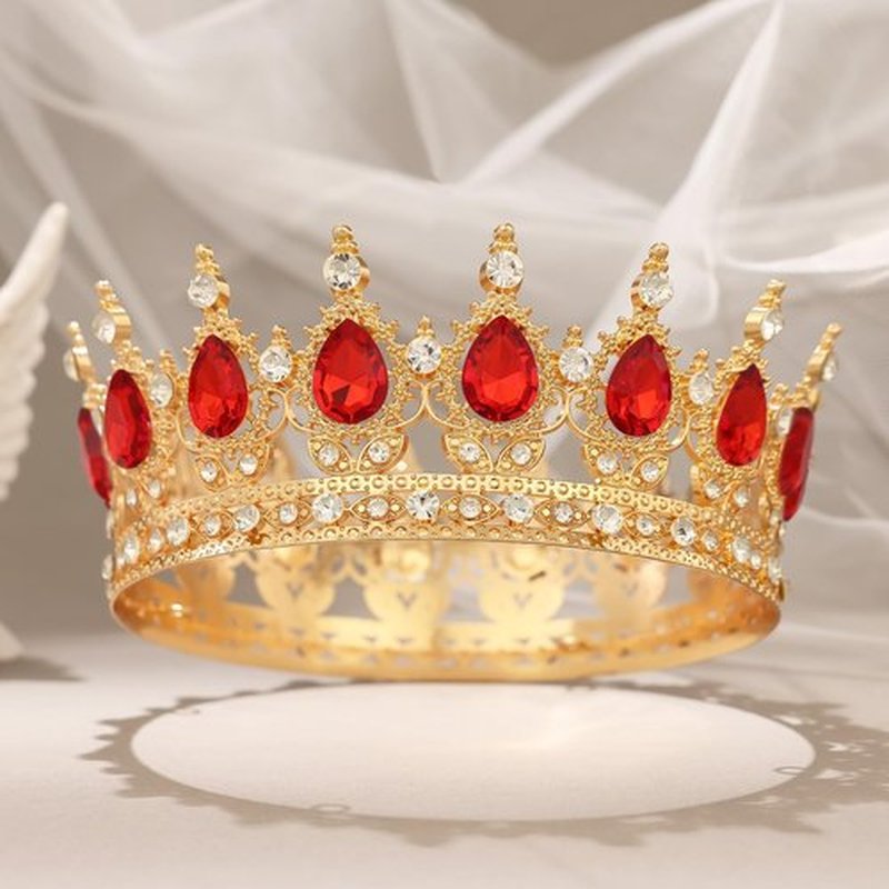Feltent Red Crown for Women Crystal Tiara and Queen Crown for Women Wedding Headband for Bride Hair Accessories for Costume Birthday Party Cake Decoration Prom