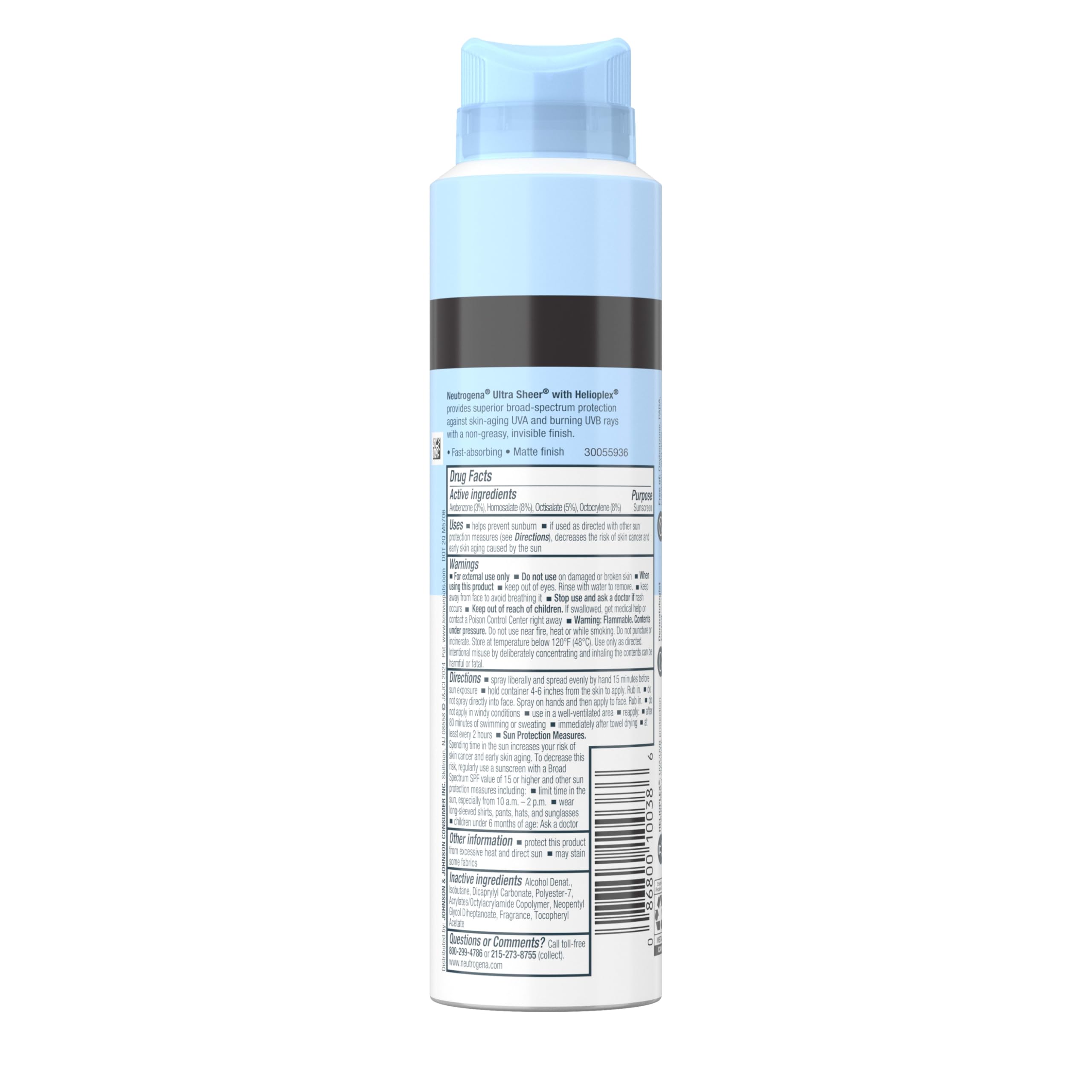 Neutrogena Ultra Sheer Sunscreen Spray SPF 30 Body Mist, Lightweight Non-Greasy Broad Spectrum UVA/UVB Protection, Oil-Free & Non-Comedogenic Water Resistant Spray Sunscreen (80 min), Pack of 3, 5 oz