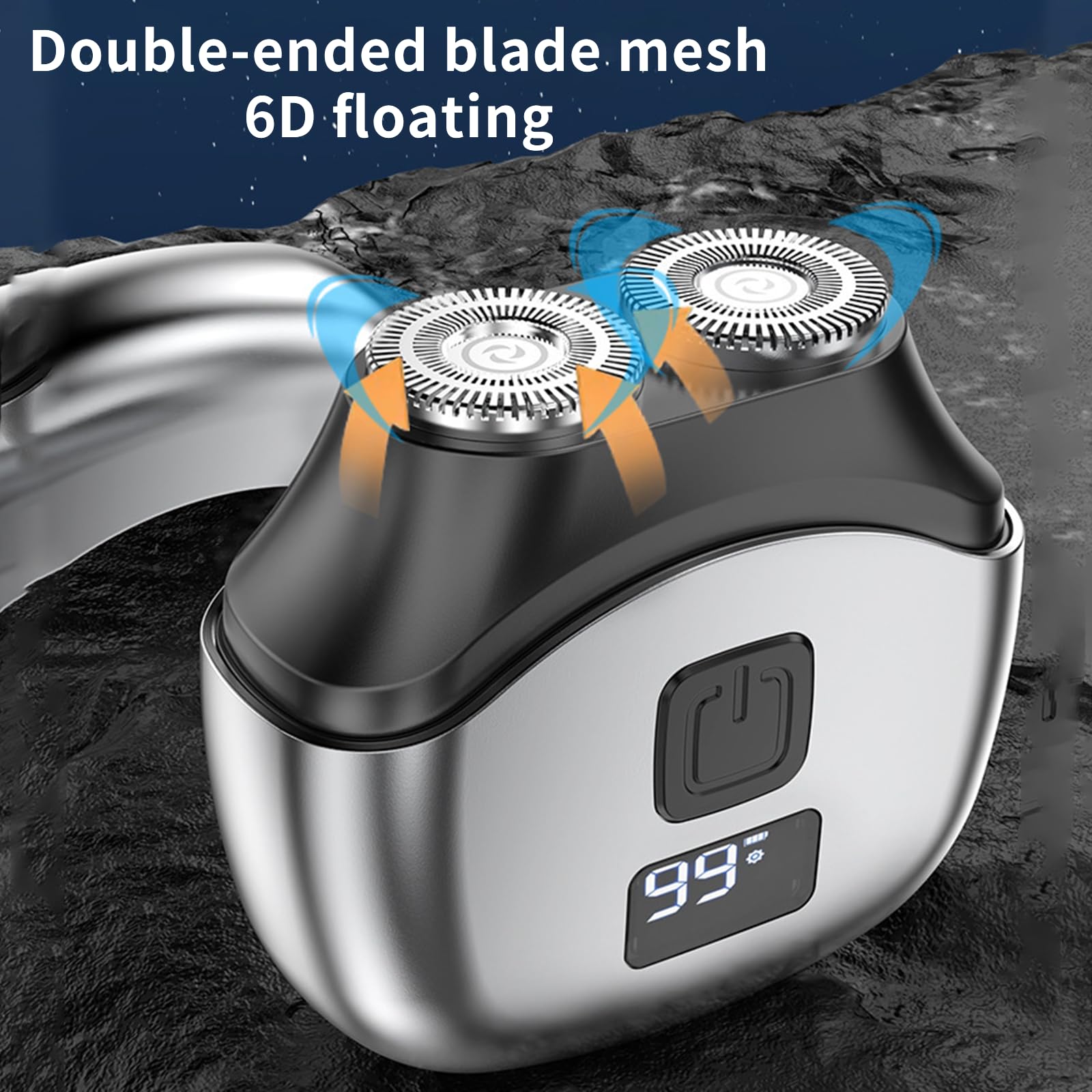 Electric Shaver for Men Mini, Portable Electric Razor with LED Display, Detachable Washable Head, Type-C Charging, Double Foil Rotary Shaver for Face
