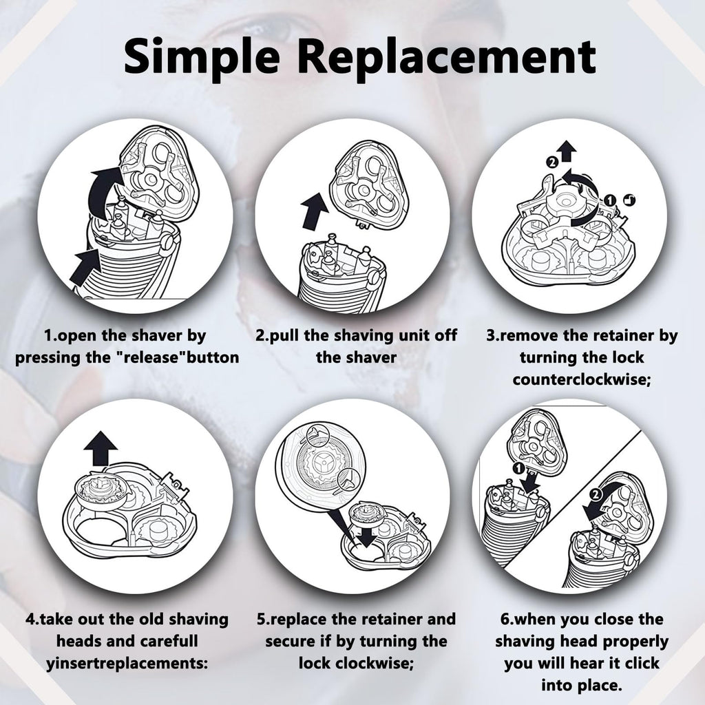 HQ8 Replacement Heads Compatible With Philips Norelco Hq8 Replacement Heads,New Upgraded Blades Compatible With Norelco Aquatec PT720 AT880 AT810 7310xl Etc Shavers Model