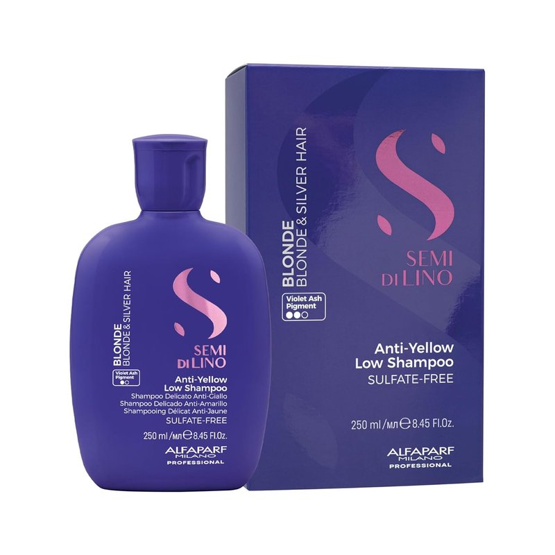 ALFAPARF MILANO Purple Shampoo - Neutralizes Brassy Tones for Blonde & Silver Hair - Hydrating & Strengthening, Sulfate Free