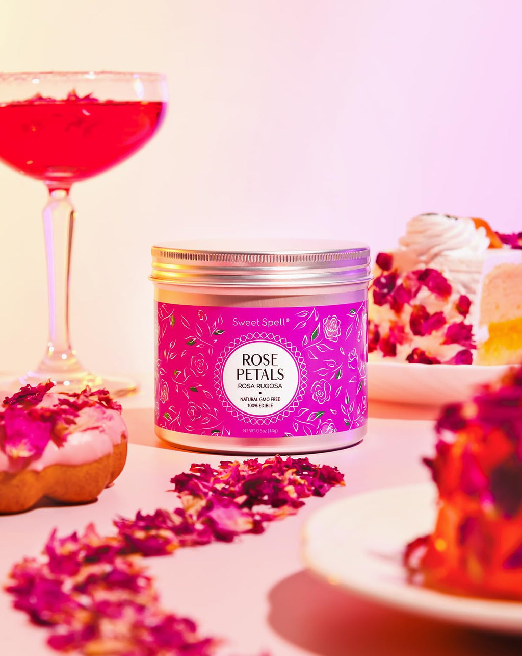 Sweet Spell Dried Rose Petals - Edible Flowers for Drinks, Cocktails, Cake Decorations - Ideal for Tea, Soap & Candle Making - 14g (0.5oz)