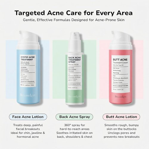 BellamiLuxx Butt Acne Treatment Cream - Clear Folliculitis & Pimples with 2% Salicylic Acid & Tea Tree Oil | Smooth Skin Solution