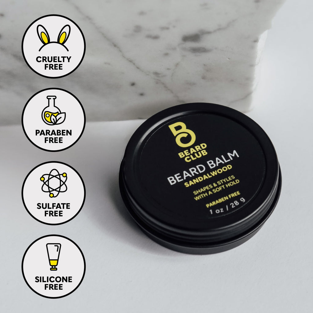 The Beard Club Sandalwood Beard Butter - Men's Leave-In Conditioning Balm, Softener and Moisturizer for Styling and Care - 2oz