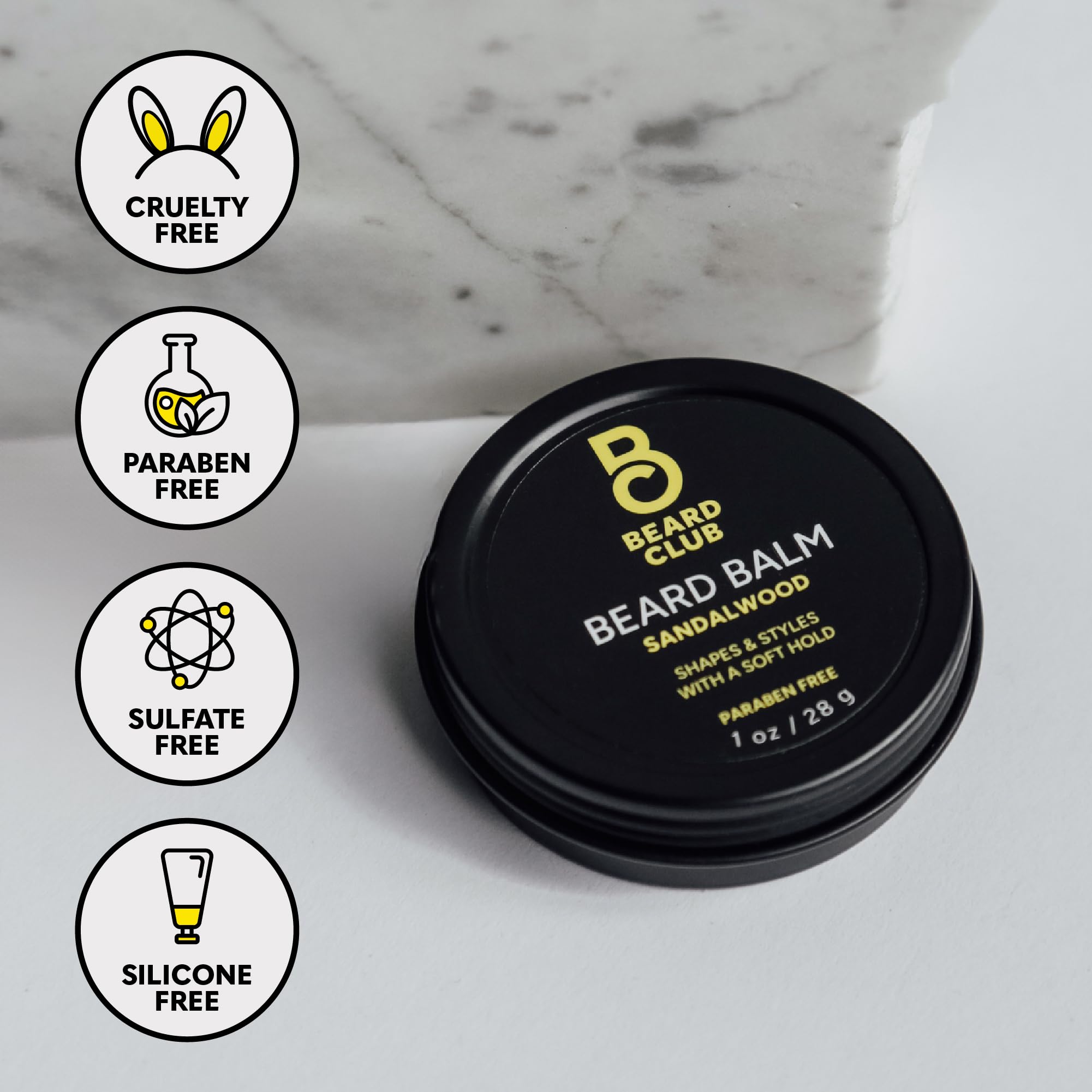 The Beard Club Sandalwood Beard Butter - Men's Leave-In Conditioning Balm, Softener and Moisturizer for Styling and Care - 2oz