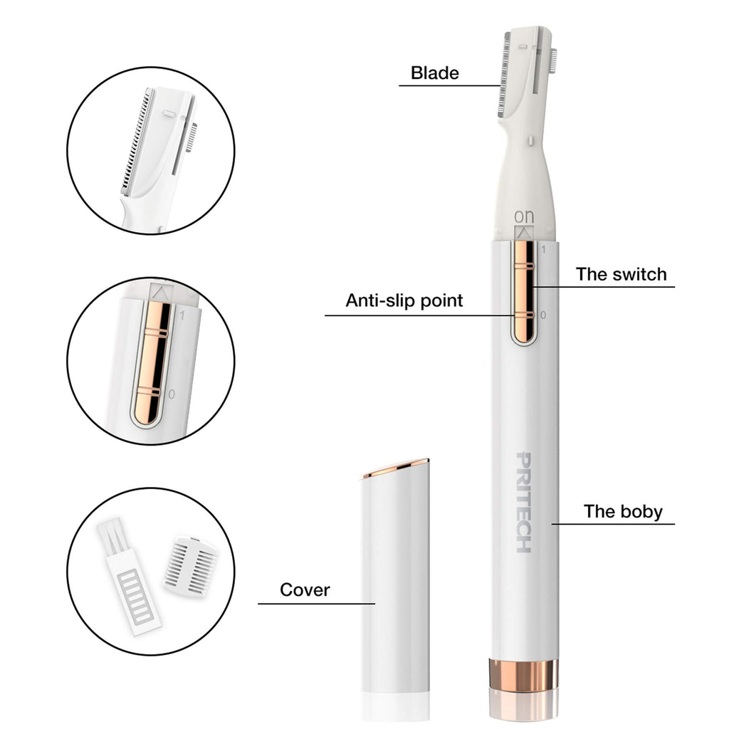 PRITECH Electric Eyebrow Trimmer - Facial Hair Remover Precision Razor