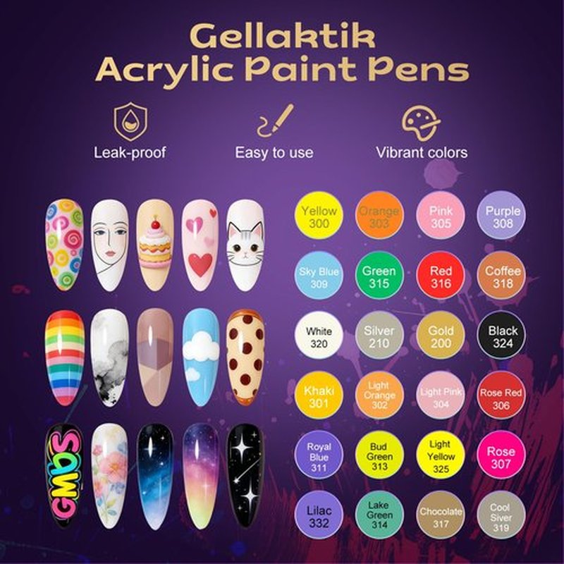 24 Colors Nail Art Pens Set,3D Gel Nail Polish Pen Water-based Quick Drying,Dual-Tip Nail Art Markers Acrylic Paint Markers for DIY Nail Art Design Drawing Nail Point Painting Liner Pen Manicure Tools