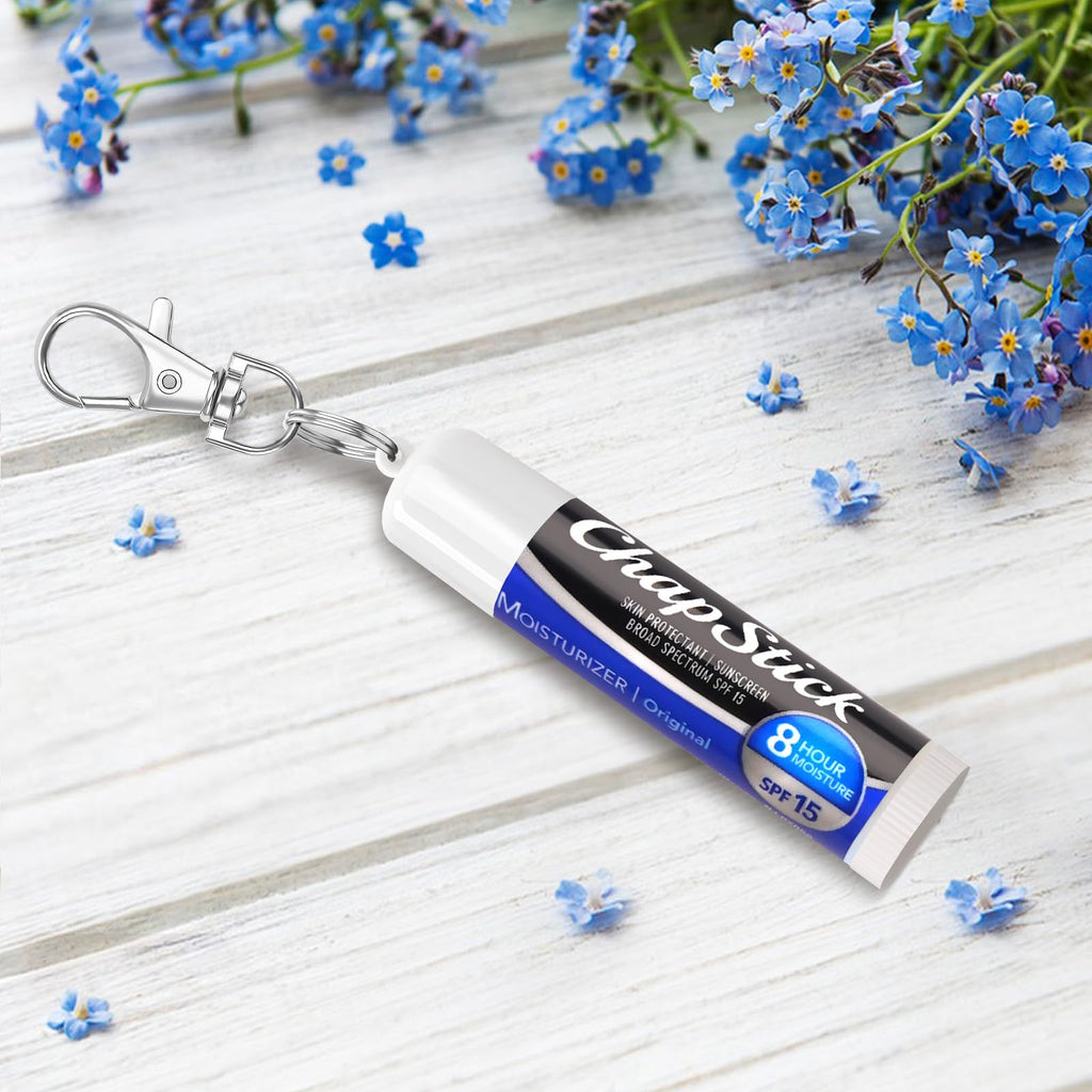 Rolitwils Chapstick Holder Keychain 2 Pcs - Lip Balm Holder for ChapStick Original 0.15oz - Lip Balm Holder with Secure Metal Keyring for Cute Women Gifts/Backpack Accessories