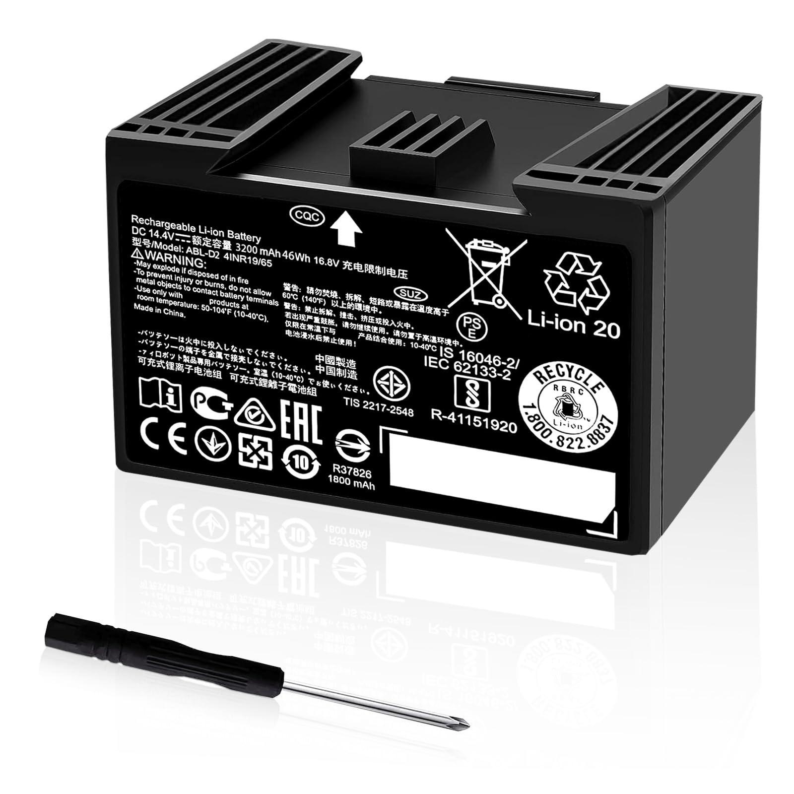 JTRGPEH 3200mAh ABL-D2 Replacement Battery for Roomba j7 j7+ i7 i7+ i8 i8+ i3 i3+ e5 e6 i4 i4+ i5 i5+ i6 i6+ j5 j5+ 0300 Series, Extended Runtime Battery Compatible with ABL-D2 ABL-D2A ABL-D1 46.08Wh
