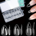 Soft Gel Short/Medium/Long Almond Nail Tips Kit 3 Boxes 360Pcs, Full Cover Pre-etching Acrylic False Nails for Small and Flat Nail Bed Home Manicure Extension DIY Salon Clear Press On Nails, BlueZOO