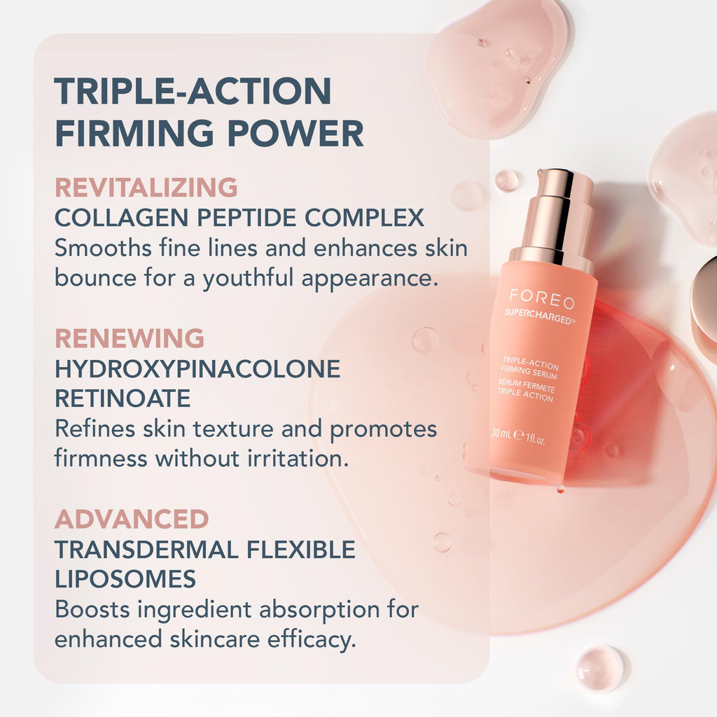 FOREO SUPERCHARGED Triple-Action Firming Serum - Conductive Gel - Hyaluronic Acid & Squalane - Intensely Hydrating Serum for Face - Vegan & Cruelty-free - All Skin Types - 1 fl. Oz