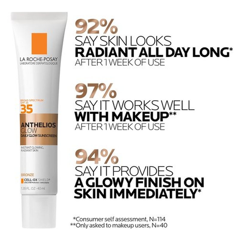 La Roche-Posay Anthelios Glow Tinted Sunscreen - SPF 35, Broad Spectrum, Lightweight, 24Hr Hydration, For All Skin Types