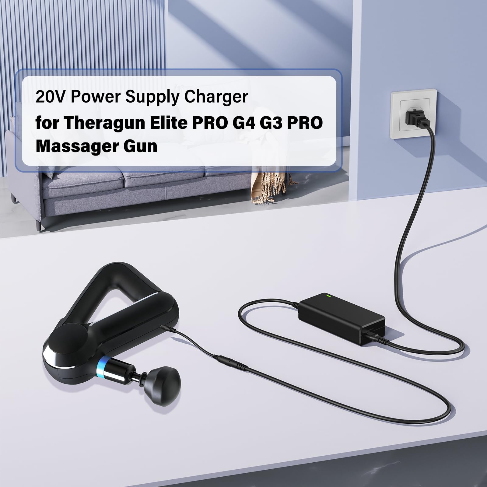 20V Charger for Theragun Elite, Elite G4, G4 Pro, G3 Pro, G3 Massager UL