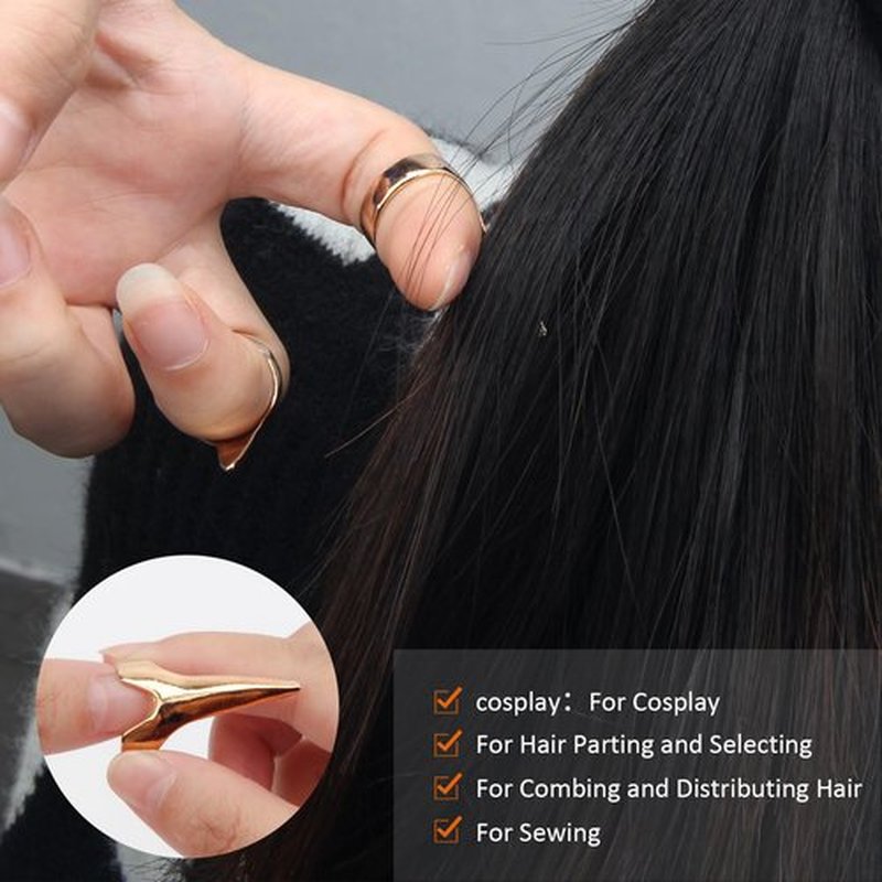 Coldairsoap 17 Pieces Hair Parting Tools Set Heart, Included 8P Hair Parting Ring 2P Metal Rat Tail Comb 6P Hair Sectioning Clip with 1P Magnetic Wrist Sewing Pin Holder for Braiding (Pink)