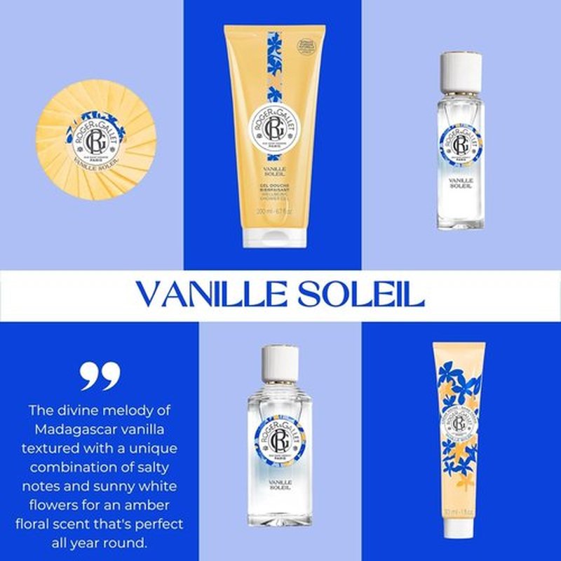 Roger & Gallet | Vanilla Sol Shower Gel | Gentle Plant-Based Formula in 6.6 oz Tube
