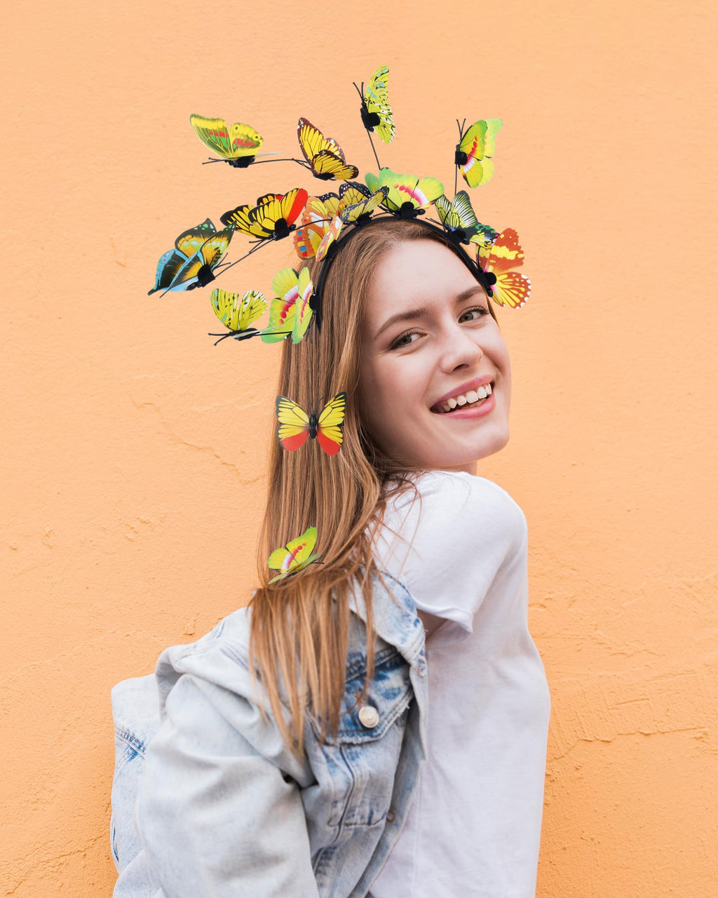 Zuaooz 6Pack Butterfly Fascinator Headband Monarch Butterfly Crown with Clips Tea Party Nature-themed party Halloween costome Headpiece