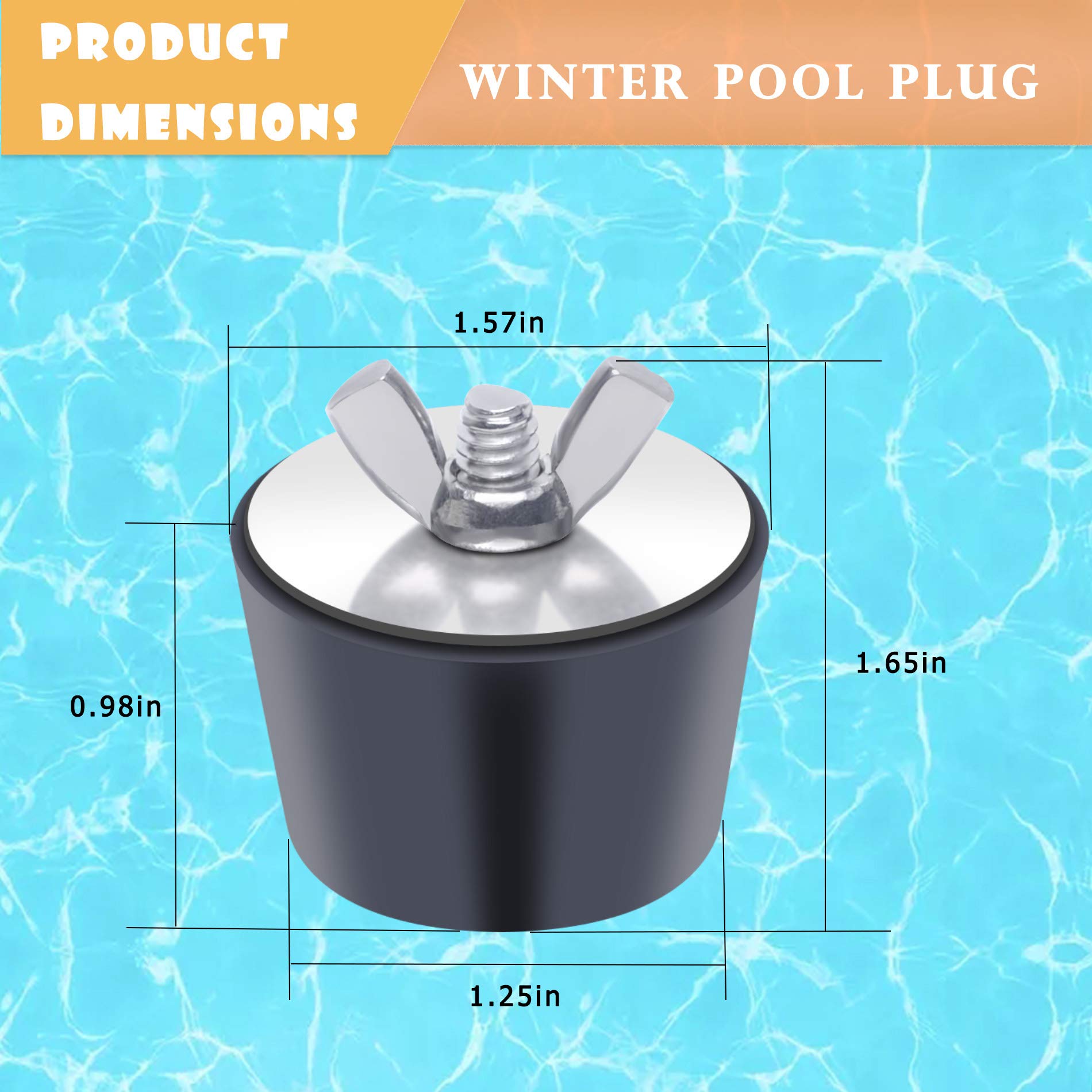 1 inch Pool Winterizing Plug Premium 0.85" to 1",PVC/Steel Expansion Pipe Plug，Swimming Pool Winter Expansion Plugs with SS Screw, Stainless Steel Bolts Pack of 2