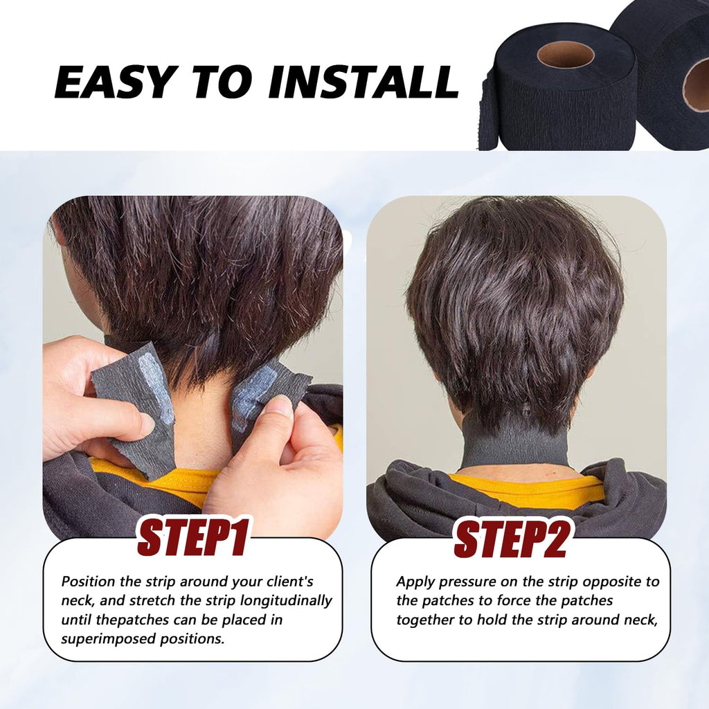 Disposable Barber Neck Strips Black Stretchy Paper Neck Strips for Haircuts Professional Salon Hairdressing Collar Protectors