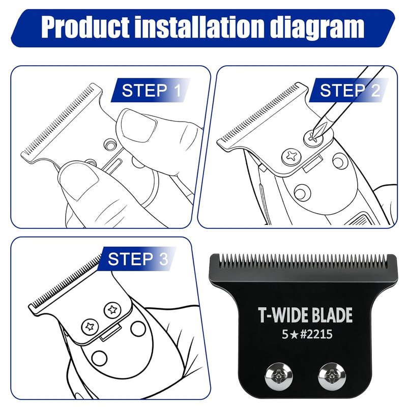 Wahl 5 Star Detailer Li Trimmer Replacement Blades - Adjustable Zero-Gap Stainless Steel, Black | 2 Pack