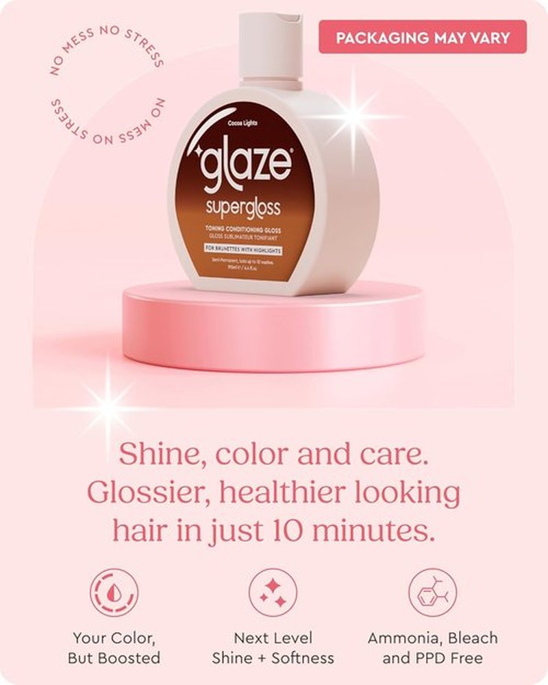 Glaze Super Gloss | Cocoa Lights Conditioning Gloss for Medium to Dark Brown Hair – Enhances Color & Boosts Shine