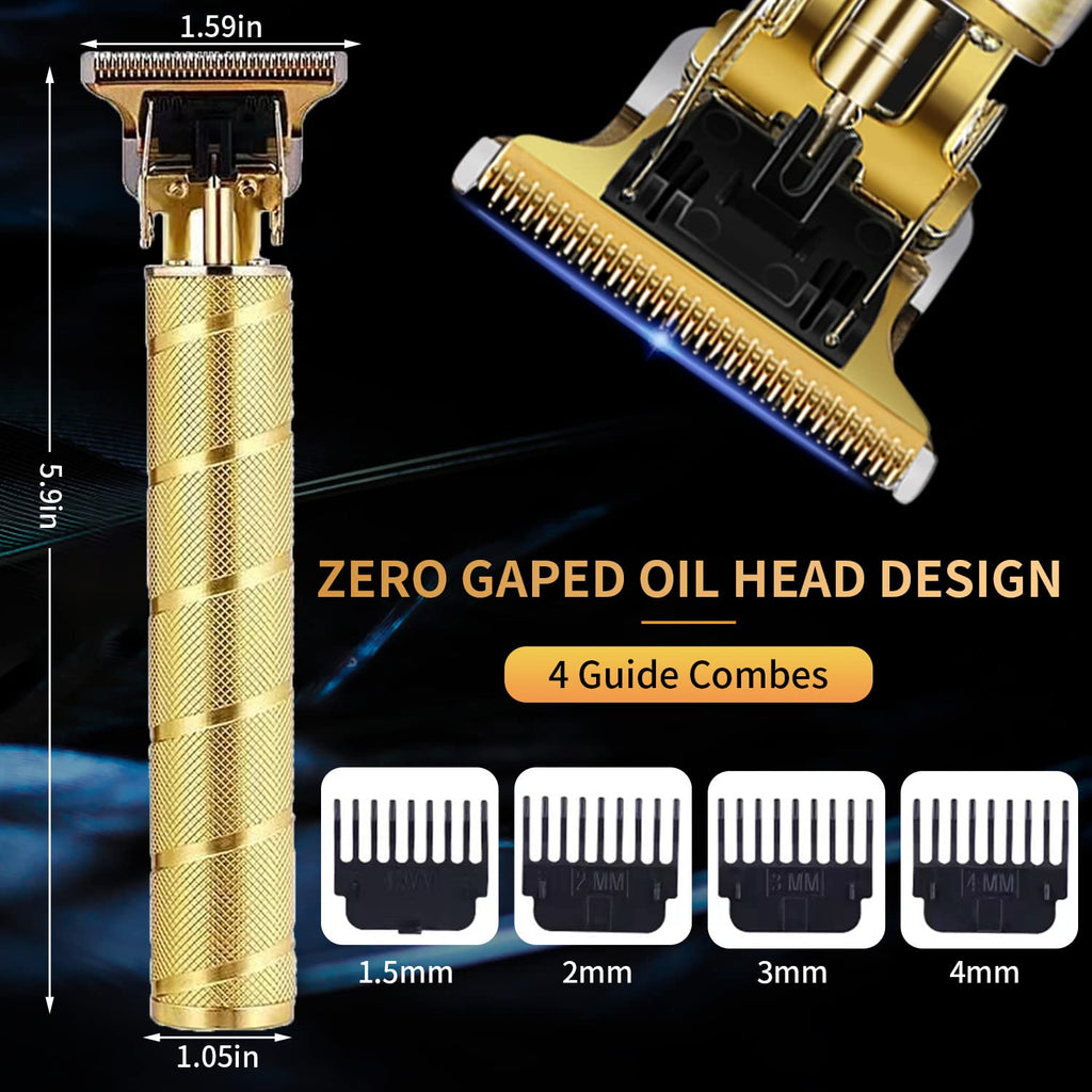 soieho Hair Trimmer for Men, Professional Electric Hair Clippers Cordless Beard Trimmer Shaver Electric T Blade Hair Trimmer, Zero Gapped Hair Clippers Cutting Grooming Kit with Guide Combs, Gold