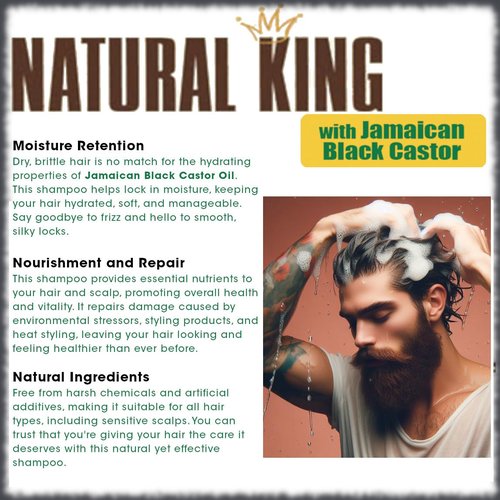 SFC Natural King Jamaican Black Castor Oil Shampoo for Men 33.8 oz. - Men's Cleansing Shampoo that Thickens Hair, Strengthens Hair and Boosts Growth