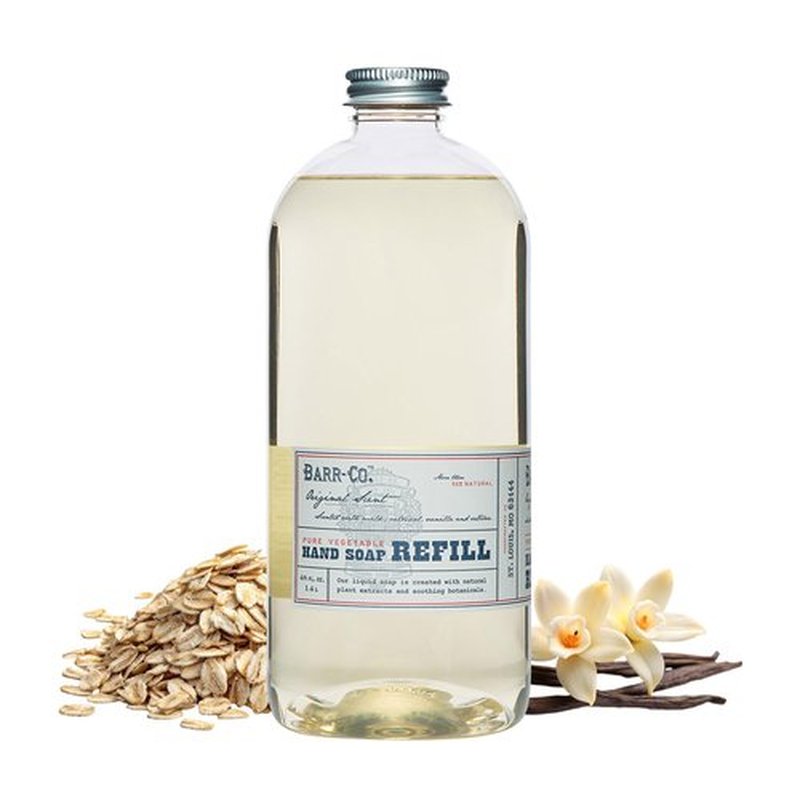 BARR-CO. Liquid Soap Refill – Natural Hand Soap with Oat, Vanilla & Vetiver – Vegan, Moisturizing Formula for Bathroom & Kitchen, Original Scent 32fl oz