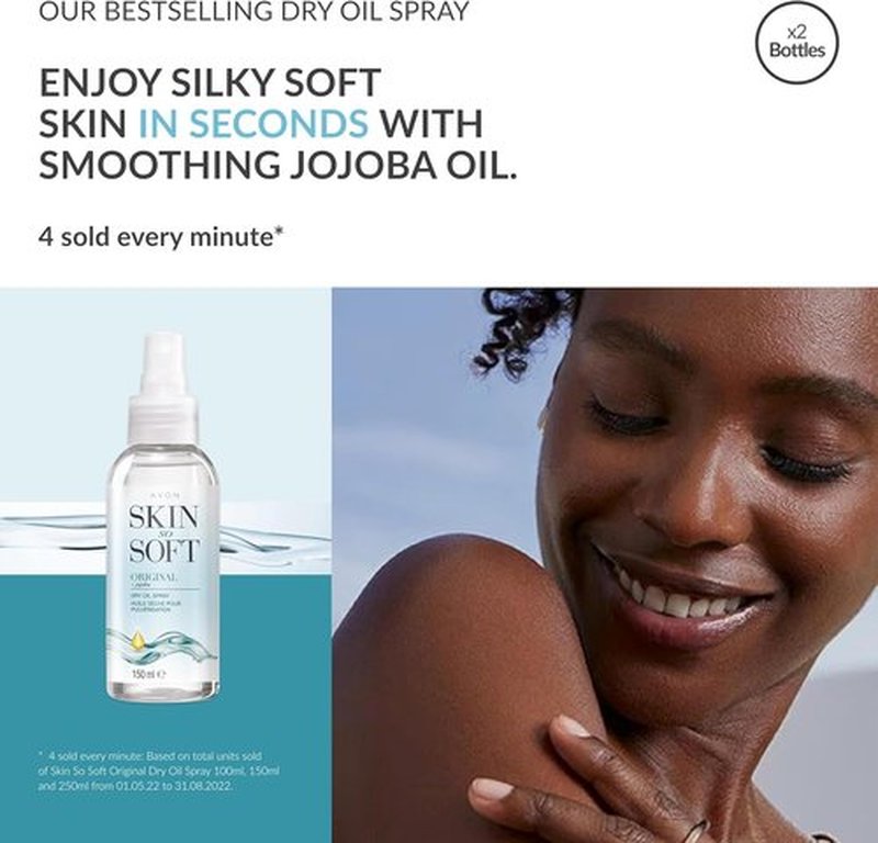 AVON SKIN SO SOFT Original Dry Oil Spray 5 fl.oz (Two Pack)