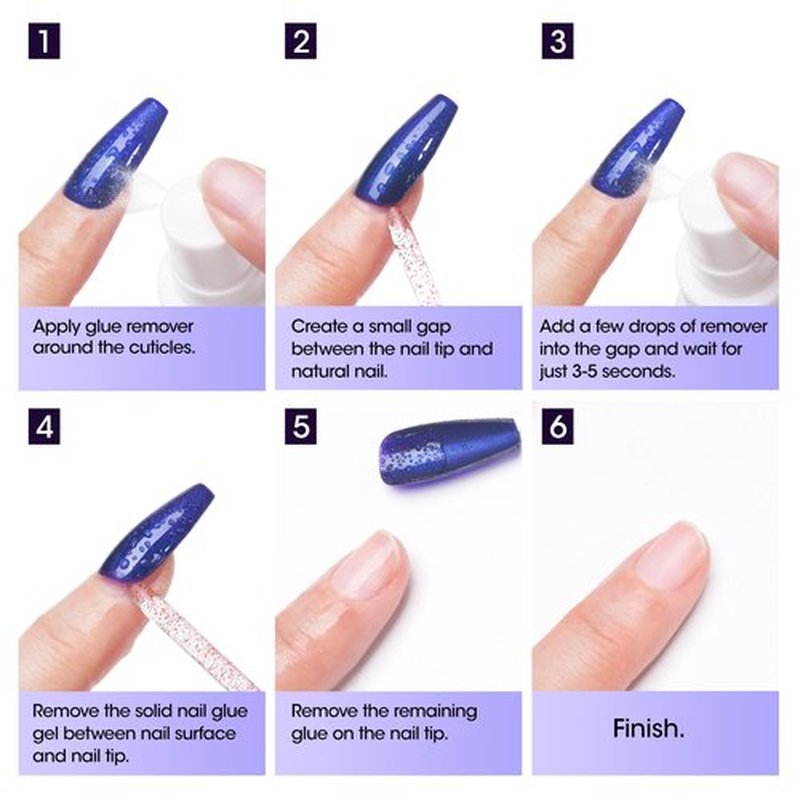 Gellen 2 Pack 60ML Solid Gel Nail Glue Remover Spray For Press-on Nails, Nail-friendly Glue-off Remover for Artificial False Acrylic Nails, Acetone Free Nail Glue Debonder with Stick