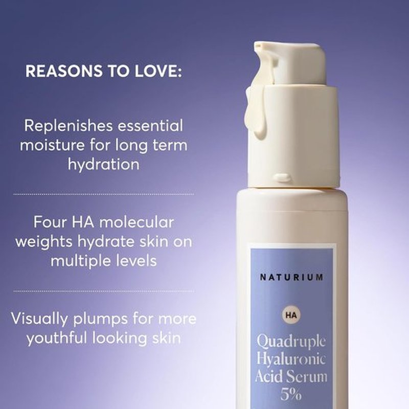 Naturium Quadruple Hyaluronic Acid Serum - Hydrating & Plumping Anti-Aging Face Serum, 1 oz