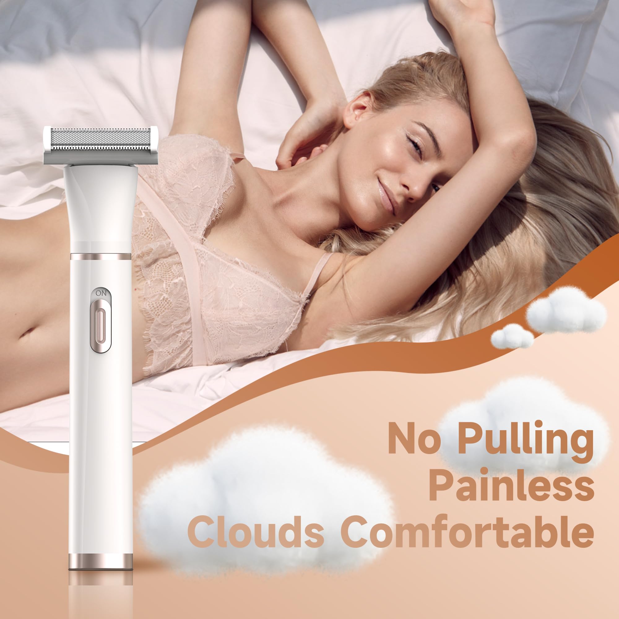 Gurelax Electric Body Hair Trimmer - Groin Trimmer for Men - Bikini Trimmer Women - 5-in-1 Lady Shaver Groomer, IPX7 Waterproof Razor Heads&USB Recharge with Travel Bag