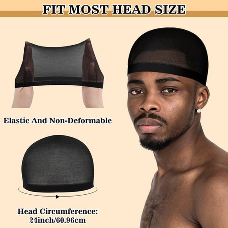 Ramede Stocking Wave Cap for Men Adult Stretchy Nylon Skull Wave Lightweight Beanie Caps Waves for Man Women(10 Pcs,Black)