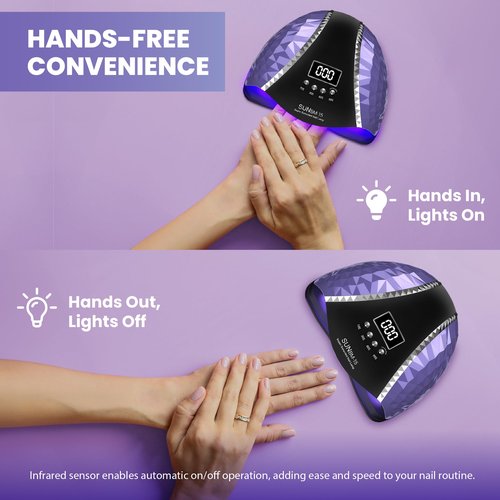 180W UV LED Nail Lamp, Gel Polish UV Light, 45 LED Nail Lights with Auto Sensor, LCD and 4 Timer Settings, Professional Nail Dryer, Blue Light Nail Lamp.