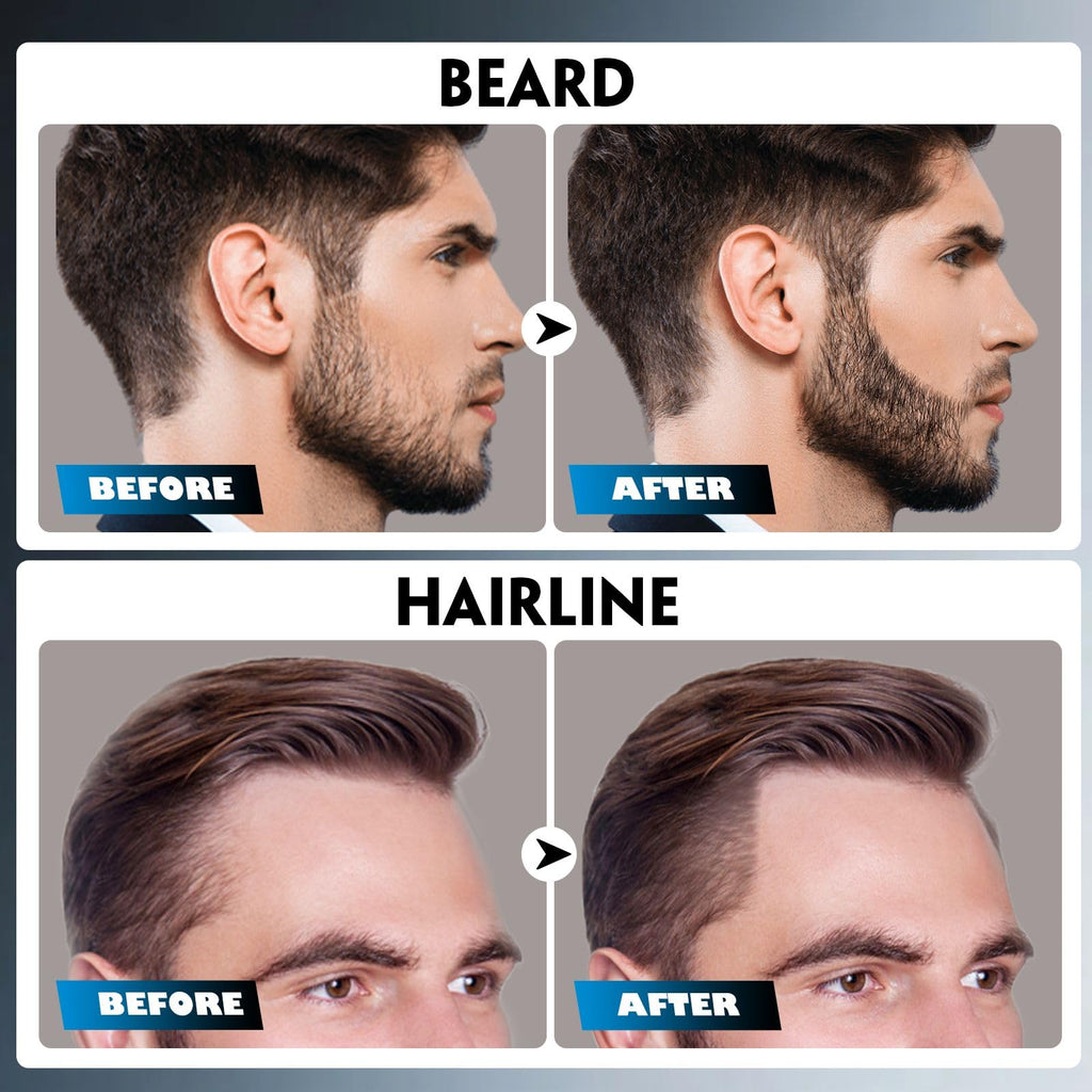 Beard Pencil Filler for Men Black - Beard Pen with Brush, Barber Pencil Smudge-proof & Water-proof Mens Grooming Kits Creating Natural Beard Color, Gifts for Men (Black)