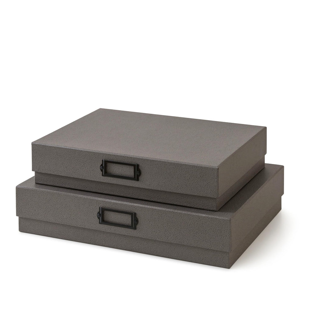 Soul & Lane - Legal Size Document Storage Boxes with Lids, Set of 2, Gray