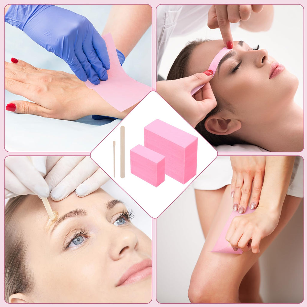Yaomiao 250 Pieces Waxing Kit for Women and Men - Hair Removal Strips, Wax Applicator Sticks for Body and Skin (Pink)