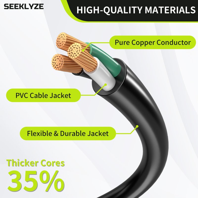 16/3 Black Extension Cord 6 FT Indoor, Short Extension Cord for Laptops, Coffee Makers, Office Home Appliances, 3 Prong Small Resistant Cable Flexible, 13A 125V 1625W ETL Listed