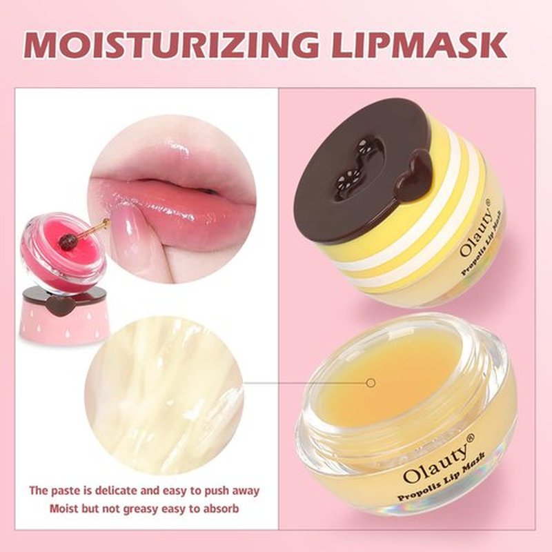 6 PCS Bee Lip Balm Honey Pot,Easter Basket Stuffers,Birthday Gifts for Women Girls,Honey Lip Balm Lip Mask,Propolis Moisturizing Lip Sleeping Mask,Mothers Day Gifts,Teacher Appreciation Gifts
