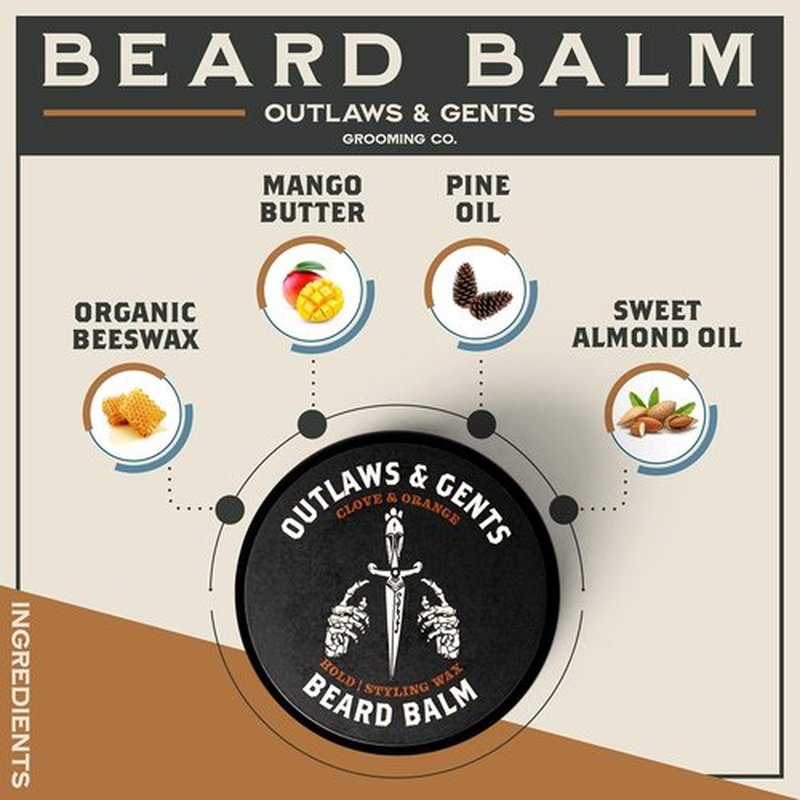 Outlaws & Gents Grooming Co. Beard Balm for Men - Natural Conditioning with Shea Butter & Argan Oil - 2 oz