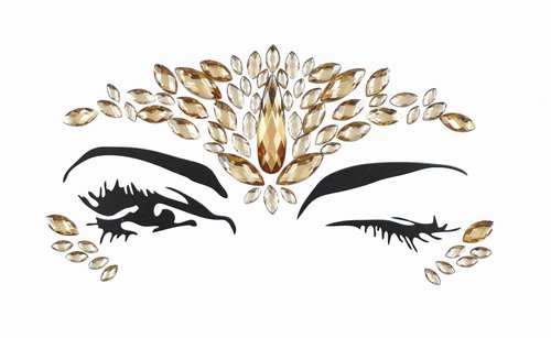 face jewels for makeup Festival Wedding Face Gems Temporary Tattoos mermaid halloween Bindi Fusion Headpiece Body Jewellery bindi face jewel(Topaz gold/SR16)